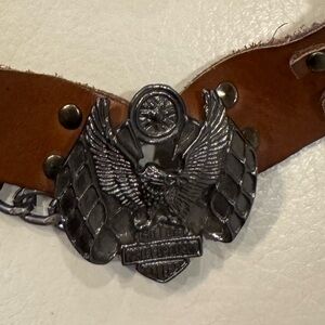 Harley-Davidson Brown Leather Belt with Eagle and Chain